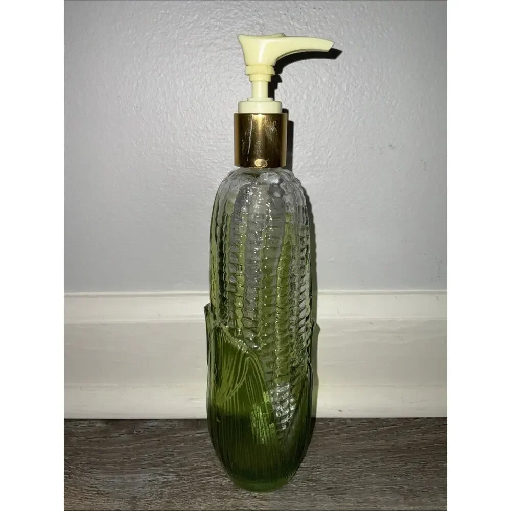 Avon Golden Harvest Ear of Corn Glass Soap Lotion Pump Dispenser Farmhouse